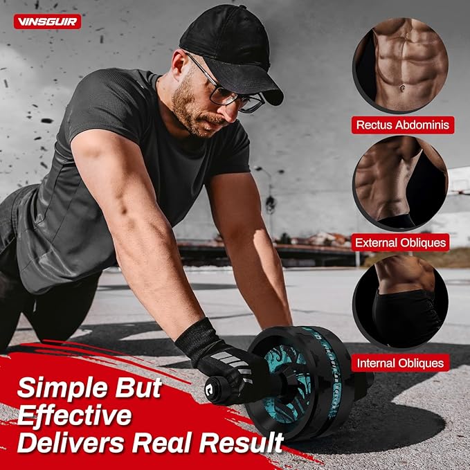 VINSGUIR Ab Roller Wheel, Abs & Core Workout Equipment for Home Gym with Knee Pad Accessories