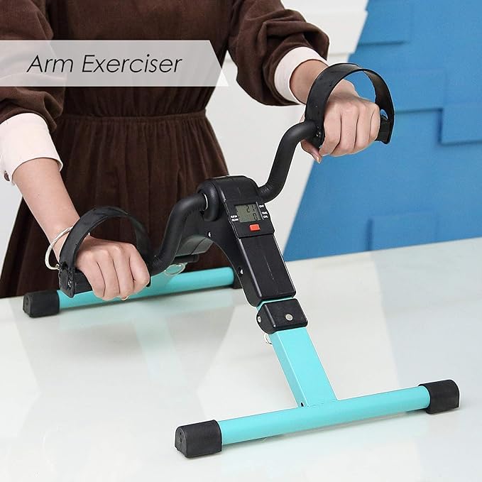 Folding Pedal Exerciser, Mini Under Desk Bike - Portable Foot Hand Cycle Peddler Machine Bicycle