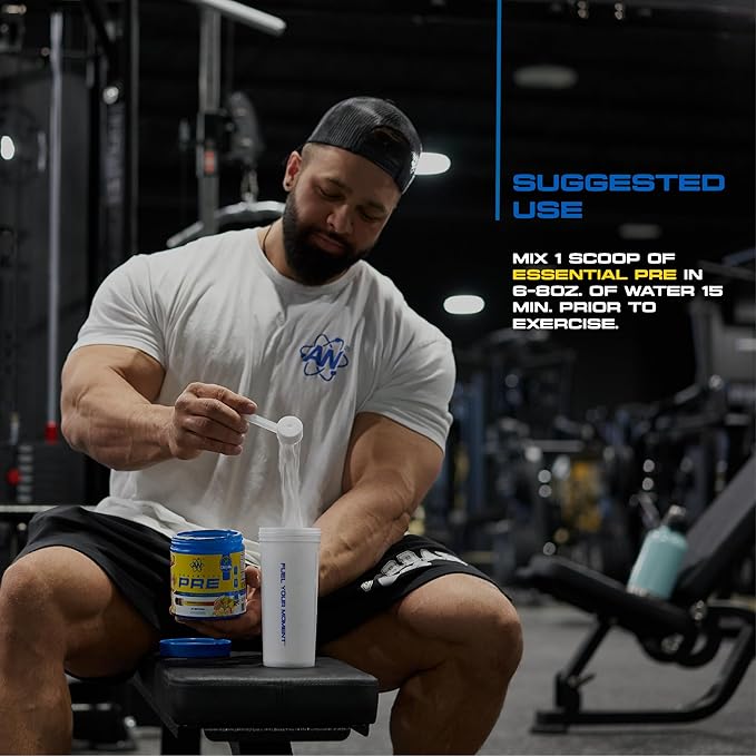 AN Essentials Pre-Workout Powder Supplement for Men & Women | Energy Drink Mix with 200mg Caffeine