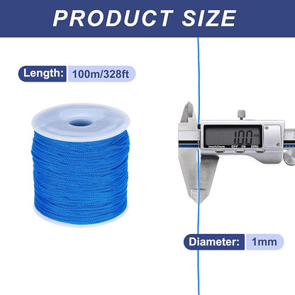 MECCANIXITY 1/16 Inch Polypropylene Rope Braided Ropes, 328ft Nylon Rope Hollow Utility Cord for