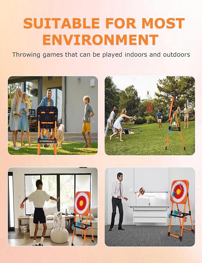 ZoLLa Axe Throwing Game for Backyard - 8 Throwing Axe & 8 Throwing Stars,24" Target,Foldable