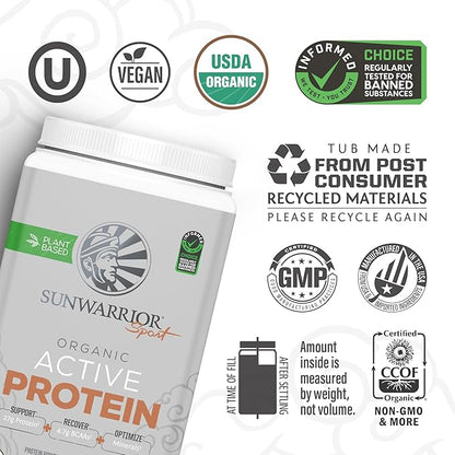 Sunwarrior Organic Plant Based Protein Powder | Vegan Organic Protein Powder with BCAAs Plus