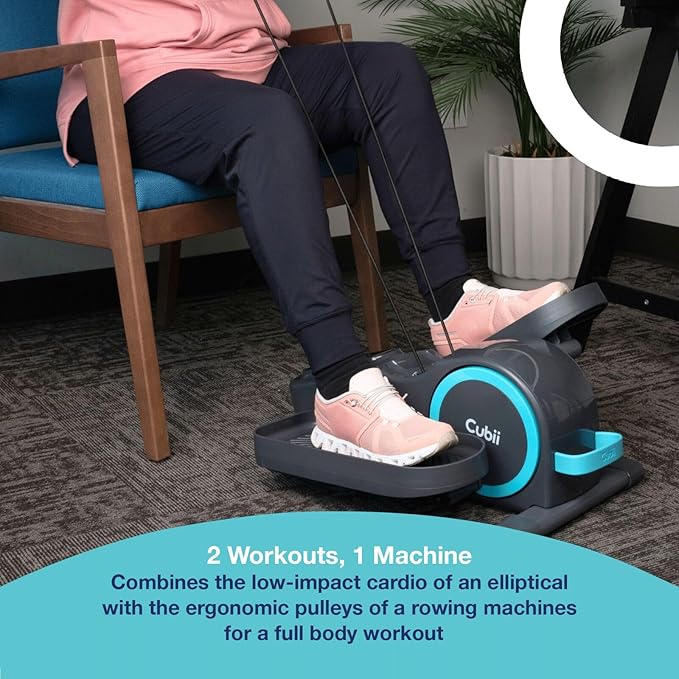 Cubii Total Body - Under Desk Seated Elliptical Pedal Exerciser with Built in Upper Body Resistance