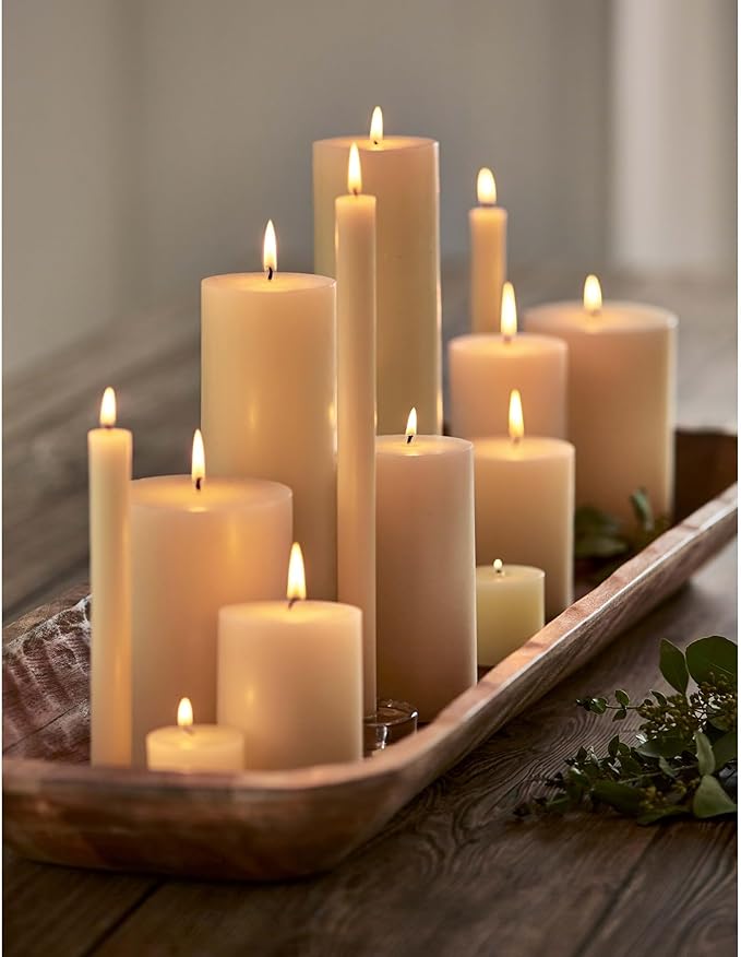 TAG Chapel 3X12 Ivory Pillar Paraffin Wax Candle Unscented Drip-Free Long Burning 175 Hours for