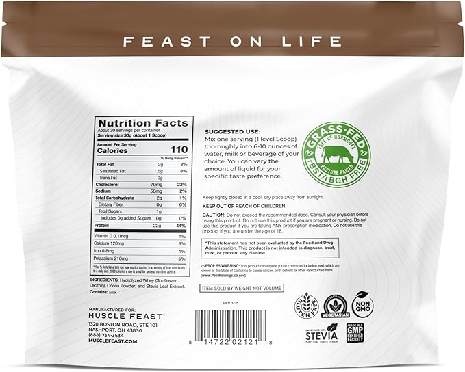 Muscle Feast Hydrolyzed Whey Protein Powder, Grass Fed and All Natural Hormone-Free, Hydro Whey