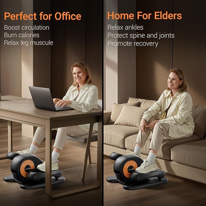 Under Desk Elliptical Machine, Ellipse Leg Exerciser for Seniors, Quiet & Portable Electric Seated