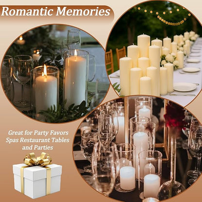36 Pcs Ivory Pillar Candles Bulk Setï¼? Different Lengths 2 x 3/4/6 Inch (12 Each)，Hurricane