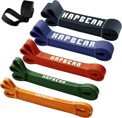 HAPBEAR Pull Up Assistance Bands Set of 5 - Resistance Bands for Working Out, Stretching, Physical