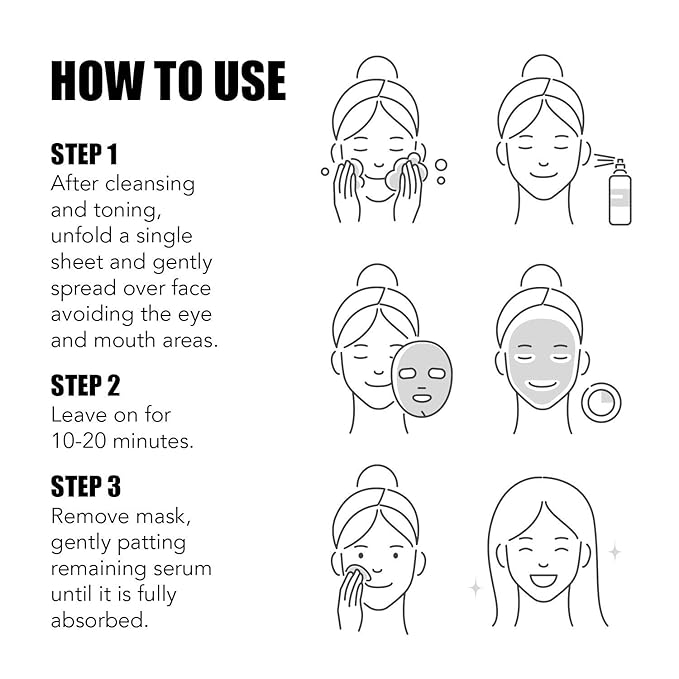 LAPCOS Hyaluronic Acid Sheet Mask, Daily Hydrating Face Mask, Protects & Nourishes Skin, Korean