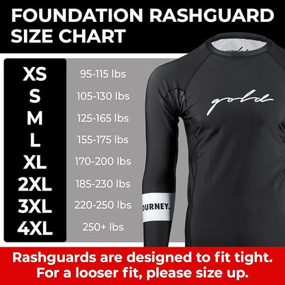 Gold BJJ Foundation Rash Guard - Ranked No-Gi and Gi Jiu Jitsu Rashguard