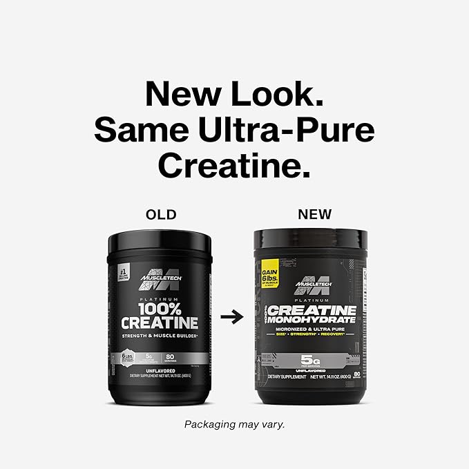 Muscletech Creatine Monohydrate Powder, Platinum Pure - Unflavored Micronized Creatine for Men &