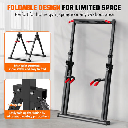 SERTT Foldable Power Tower Dip Station for Pull Ups, Dips & Push Ups, Upgraded Free Standing Pull