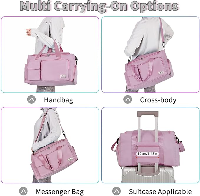 FIORETTO Women's Gym Duffle Bag with Shoes Compartment, 37L Capacity, Ideal for Travel, Gym