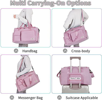 FIORETTO Women's Gym Duffle Bag with Shoes Compartment, 37L Capacity, Ideal for Travel, Gym