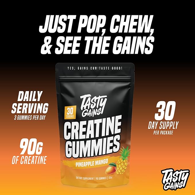Creatine Gummies - 90g of Creatine Monohydrate - Workout Supplements - Build Muscle & Boost