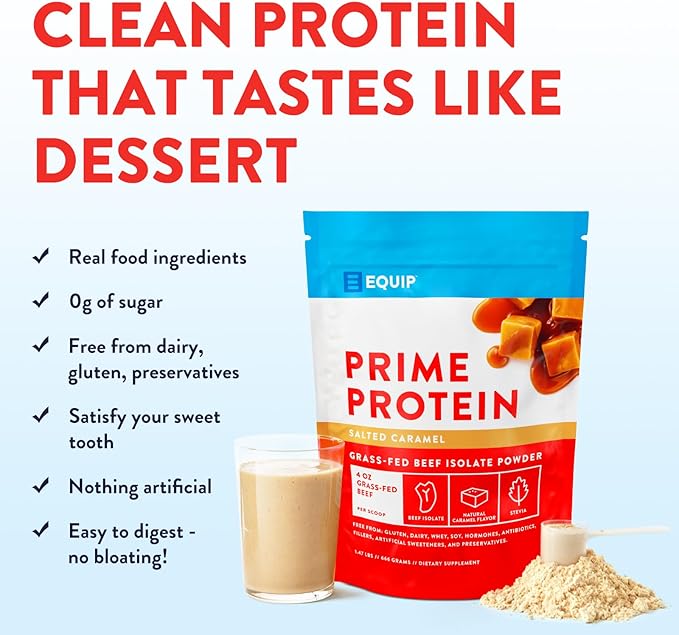 Equip Foods Prime Protein Powder | Clean, Grass Fed Beef Protein Powder, Carnivore Protein Isolate