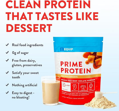 Equip Foods Prime Protein Powder | Clean, Grass Fed Beef Protein Powder, Carnivore Protein Isolate