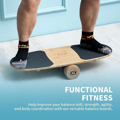 XCMAN Balance Board Surf Trainer with Adjustable Stoppers - 3 Different Distance Options Bamboo