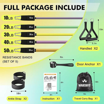 WHATAFIT Resistance Bands, Exercise Bands，Resistance Bands for Working Out, Work Out Bands with