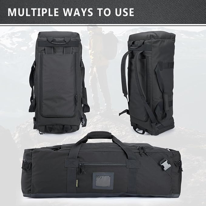105l Large Duffel Bag For Travel, Gym & Sports - Water Repellent Polyester, Hidden Straps, Shoe