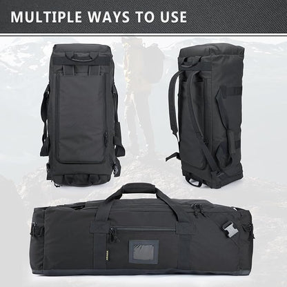 105l Large Duffel Bag For Travel, Gym & Sports - Water Repellent Polyester, Hidden Straps, Shoe