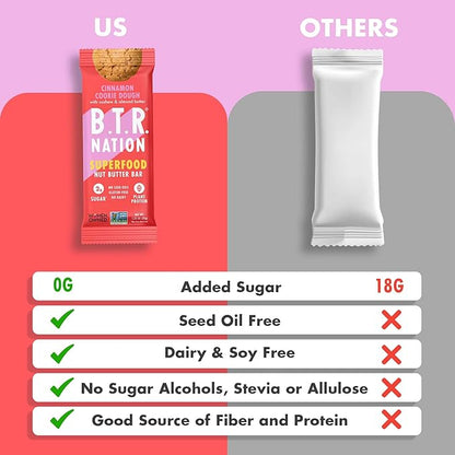 B.T.R. Nation Superfood Keto Protein Bars, Plant Based Vegan Protein - Cinnamon Cookie Dough ENERGY