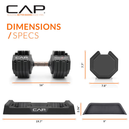CAP ADJUSTABELL Adjustable Dumbbell Set, Premium Quick Select Adjustable Weights for Home Gym