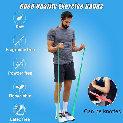 Resistance Bands for Working Out, Physical Therapy Bands, Latex Free Elastic and Exercise Bands Set