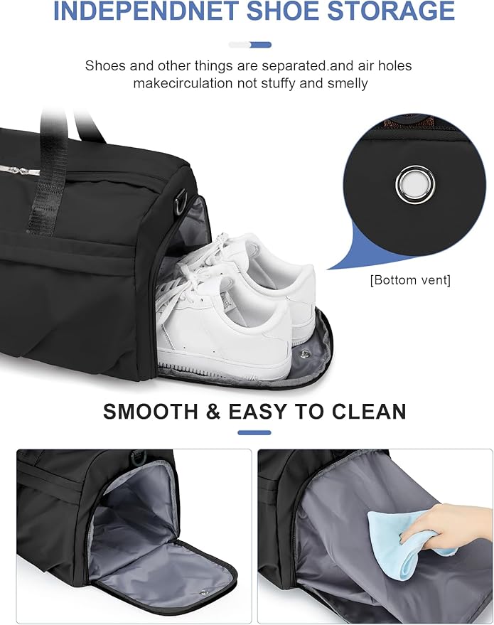 Gym Bag for Women Men with Shoe Compartment, Sport Duffel Bag, Waterproof Travel Weekender
