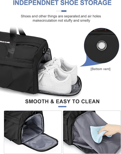 Gym Bag for Women Men with Shoe Compartment, Sport Duffel Bag, Waterproof Travel Weekender
