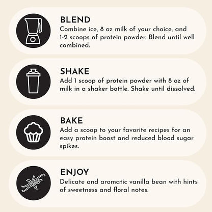 JUST INGREDIENTS Protein Powder | Vanilla Protein Powder Made with 100% Grass Fed, Non Denatured