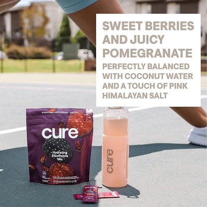 Cure Hydration | Plant-Based Electrolyte Drink Mix | No Added Sugar | FSA-HSA | Dehydration Relief