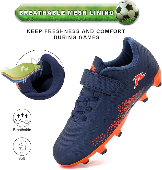 RUNIC Kids Soccer Cleats for Boys and Girls - Small and Big Kid Athletic Outdoor Football Shoes