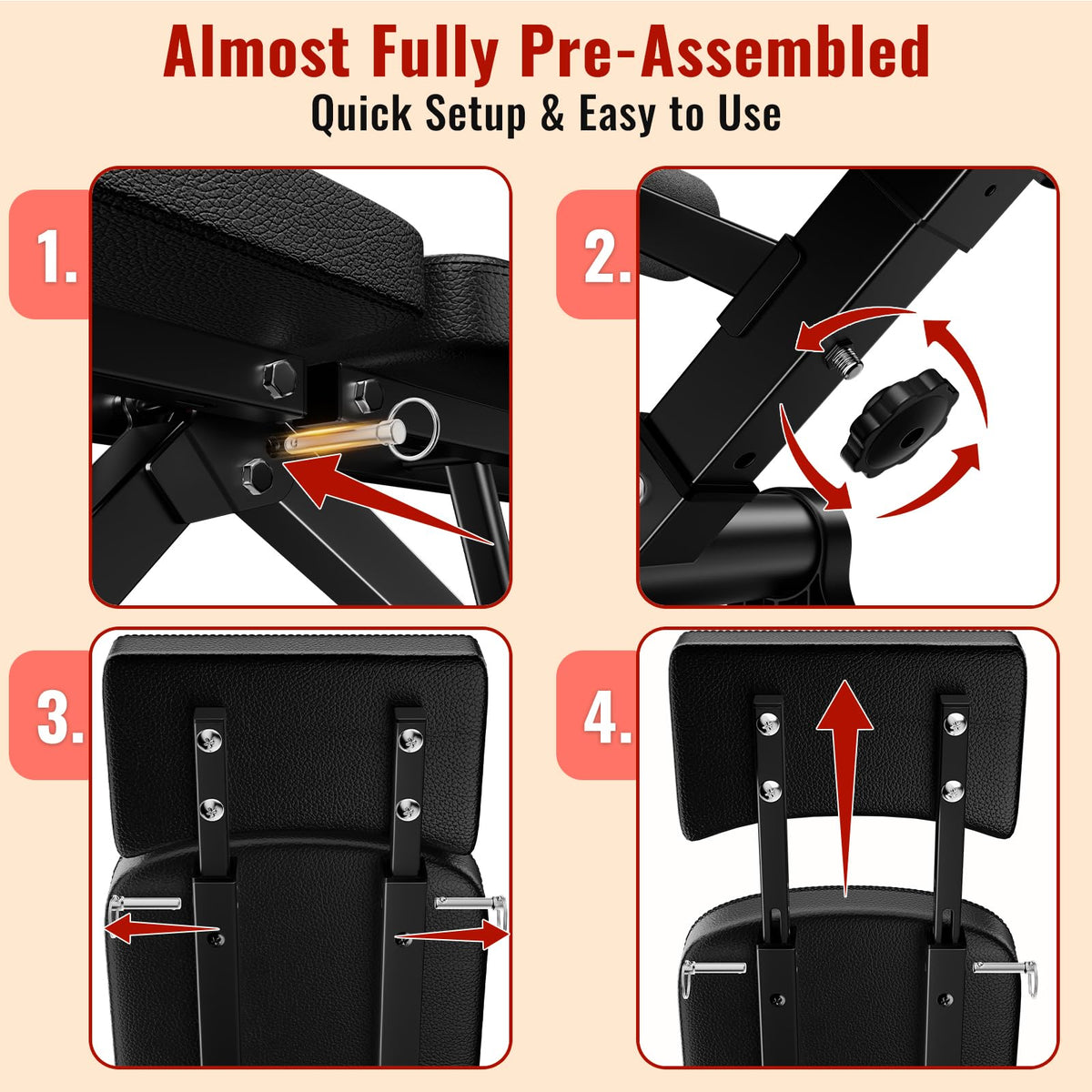 HEROGIFT Adjustable Weight Bench, 600 LB Capacity with Headrest