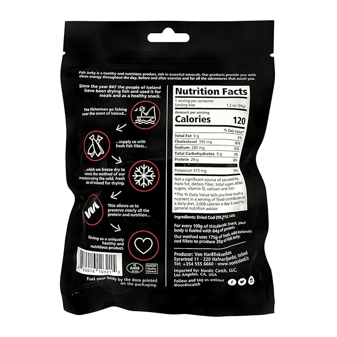 Nordic Catch Freeze Dried Cod Bites - High Protein Crisps Made From Wild-Caught Icelandic Cod Fish