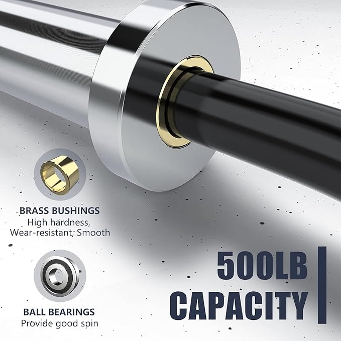 TECHNOAGE Olympic EZ Curl Bar, 47" Curl Bar(350/500LBS Capacity) 20LB, Solid Steel, Chrome Finish