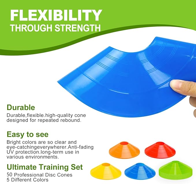 Ashsajkd(Set of 25/50/100 - Agility Soccer Cones with Carry Bag and for ï¼?Football Cones for