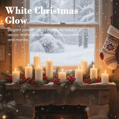 White Pillar Candles - 12 Packs Unscented Wax Pillar Candle, Long-Lasting 30 Hour Burn Time, 2x4
