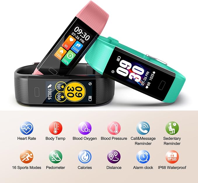 ENGERWALL Fitness Tracker with Step Counter/Calories/Stopwatch, Activity Tracker with Heart Rate