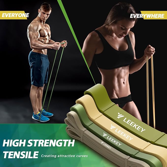 LEEKEY Resistance Bands Set for Pull-Up Assistance & Full-Body Training, Multi-Level Exercise Bands