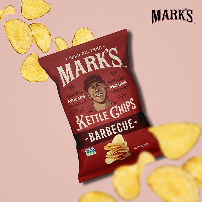MARK’S Kettle Cooked Avocado Oil Potato Chips, BBQ – Seed Oil & GMO Free | Barbecue, 5 oz (Pack of