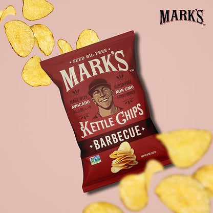 MARK’S Kettle Cooked Avocado Oil Potato Chips, BBQ – Seed Oil & GMO Free | Barbecue, 5 oz (Pack of