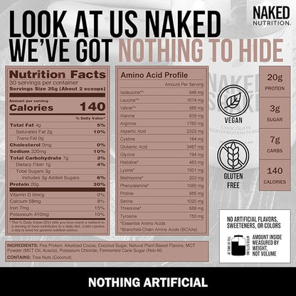 Naked Shake - Chocolate Protein Powder - Plant Based Protein Shake with Mct Oil, Gluten-Free