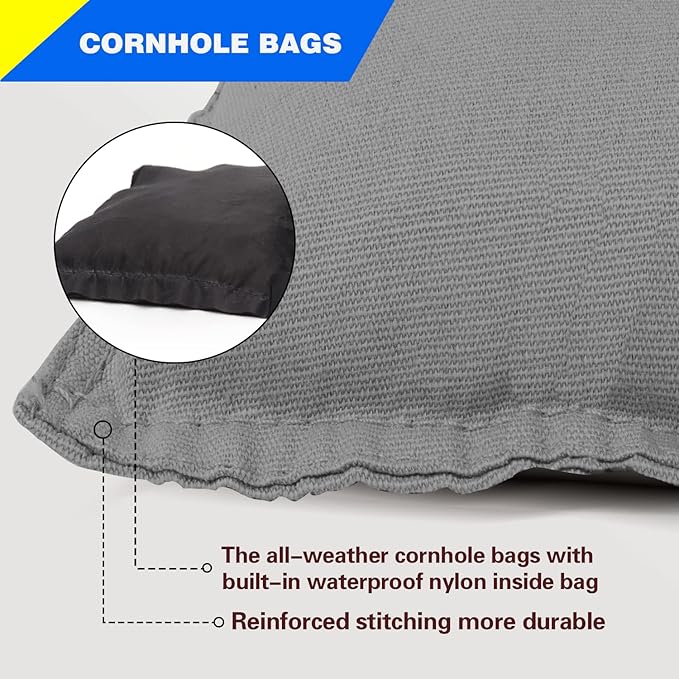 GSE Games & Sports Expert Set of 8 Premium Weather Resistant Cornhole Bags. Regulation Size and
