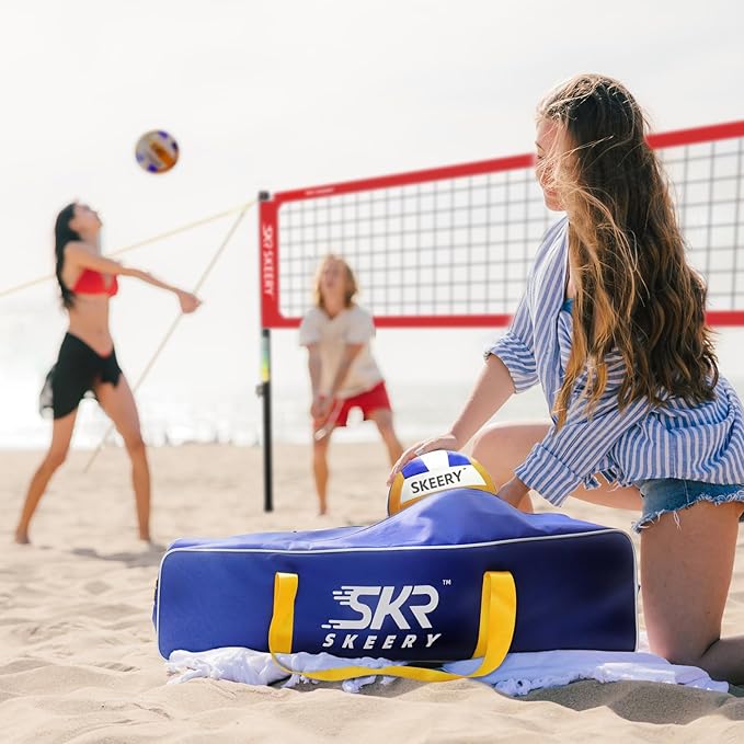 Outdoor Heavy Duty Volleyball Net Set, Anti-Sag Design, Adjustable Aluminum Poles, Portable