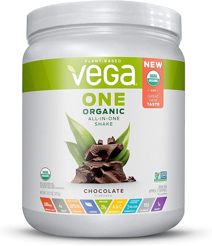 Vega Organic All-in-One Vegan Protein Powder, Chocolate - Superfood Ingredients, Vitamins for