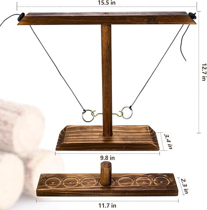 Ring Toss Game for Adults, Wooden Hook and Ring Game Handmade for Bars, Home, Party, Yard Games