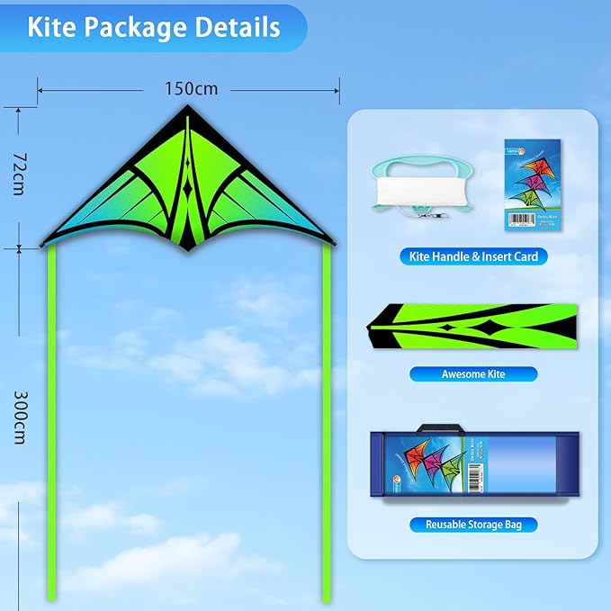 Large Delta Kite for Kids & Adults - Easy to Fly Outdoor Kites for Kids Ages 8-10, Perfect for