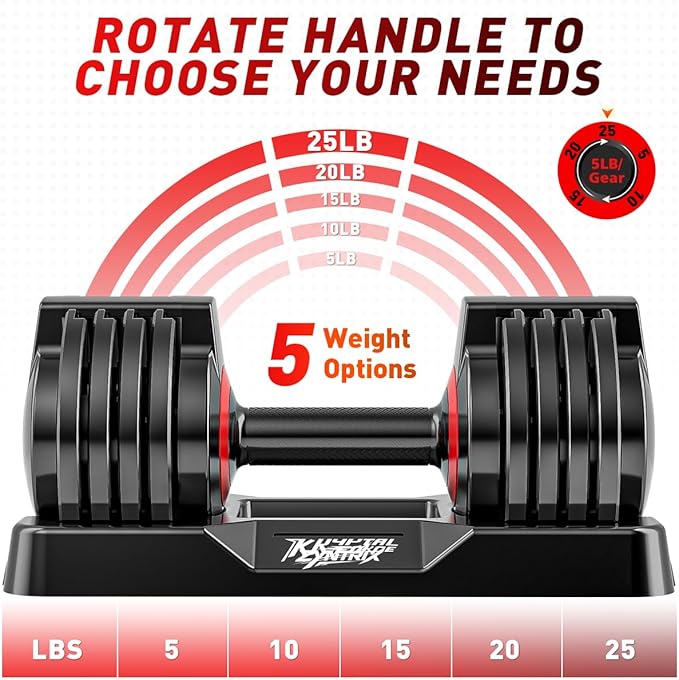 25/55lbs Adjustable Dumbbells Set, Dumbbells with Anti-Slip Metal Handle for Exercise & Fitness