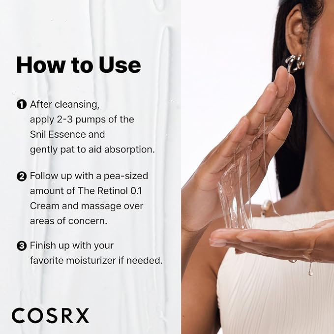 COSRX Snail 96% Mucin Power Essence 2ea & Retinol 0.1% Cream Mini Sample 1ea, Glass Skin Starter